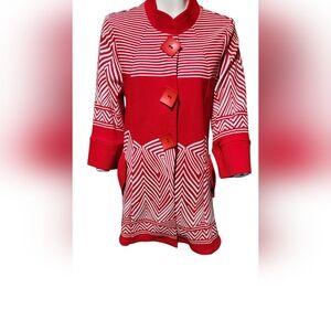PRETTY  WOMAN Stylish Red Geometric Women's Coat